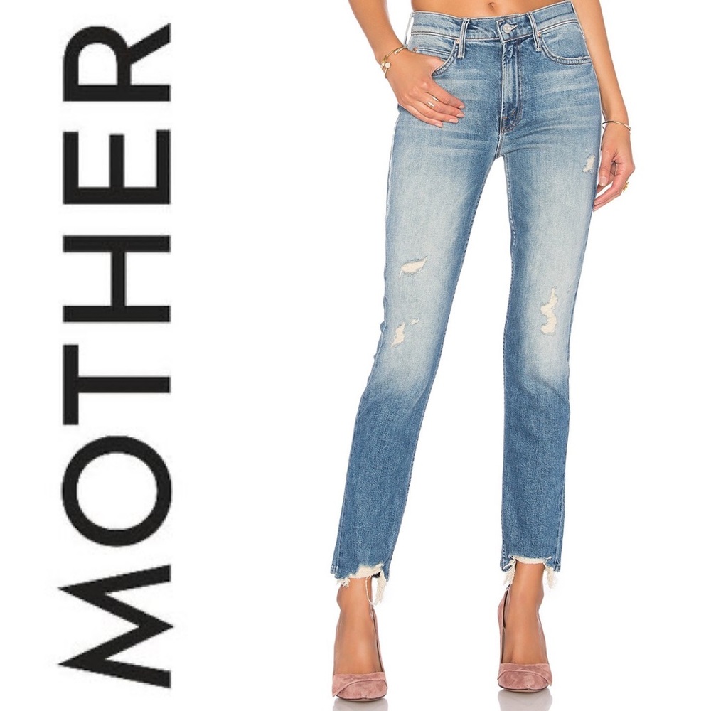 MOTHER the flirt cold feet fray jeans raw hem EUC